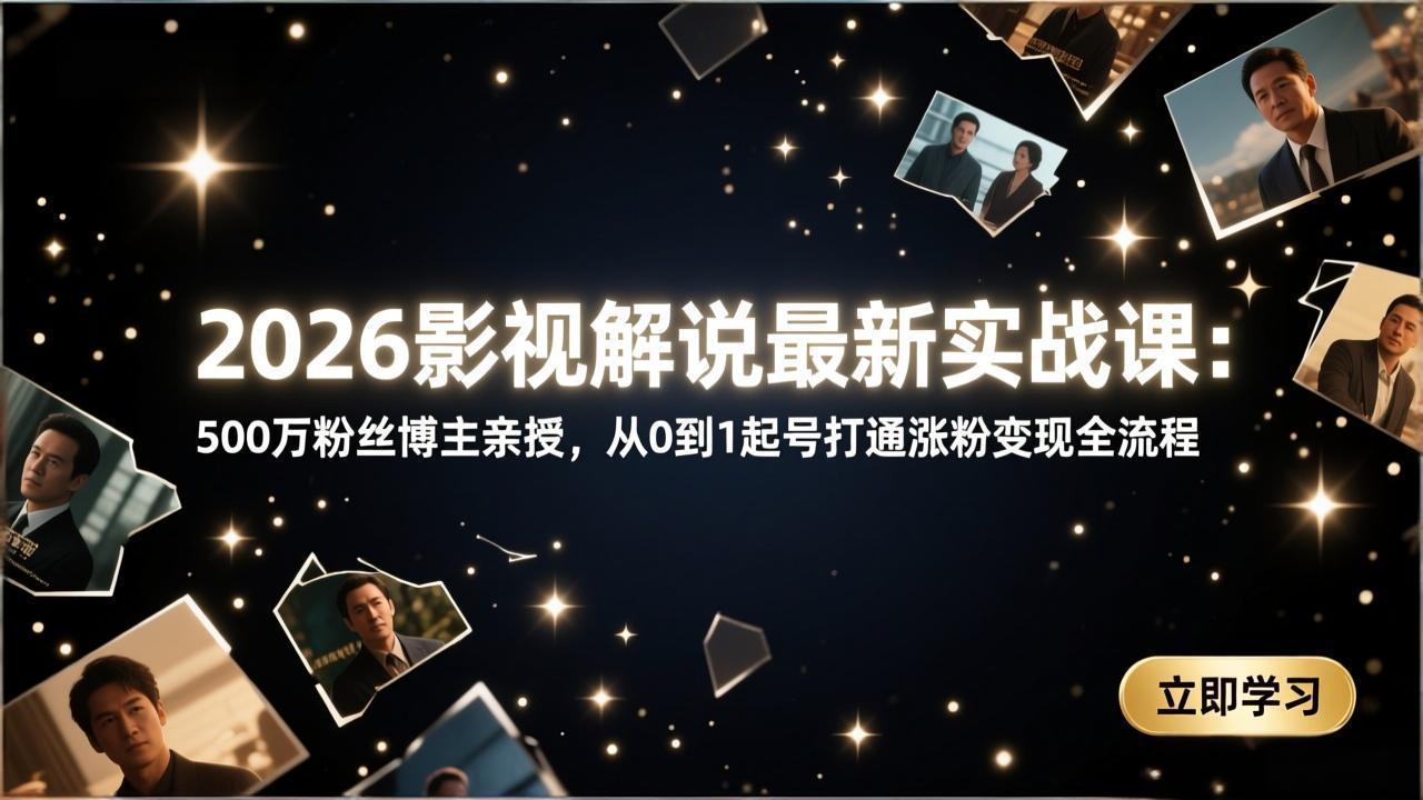 2026影视解说最新实战课：500万粉丝博主亲授，从0到1起号打通涨粉变现全流程-明楼资源站
