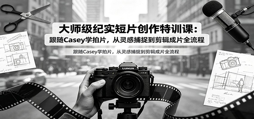 大师级纪实短片创作特训课：跟随Casey学拍片，从灵感捕捉到剪辑成片全流程-明楼资源站