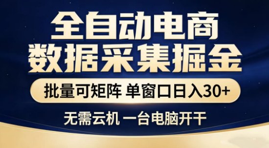 独家电商数据全自动采集项目，批量可矩阵，单窗口轻松日入3张+【揭秘】-明楼资源站