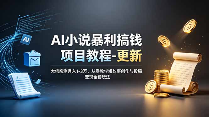 AI小说暴利搞钱项目教程-更新，大佬亲测月入1-3万，从零教学短故事创作与投稿变现全套玩法-明楼资源站