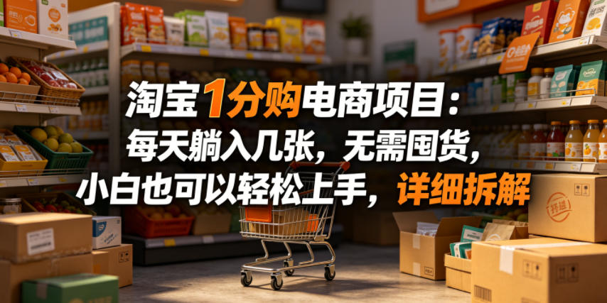 淘宝1分购电商项目：每天躺入几张，无需囤货，小白也可以轻松上手，详细拆解-明楼资源站