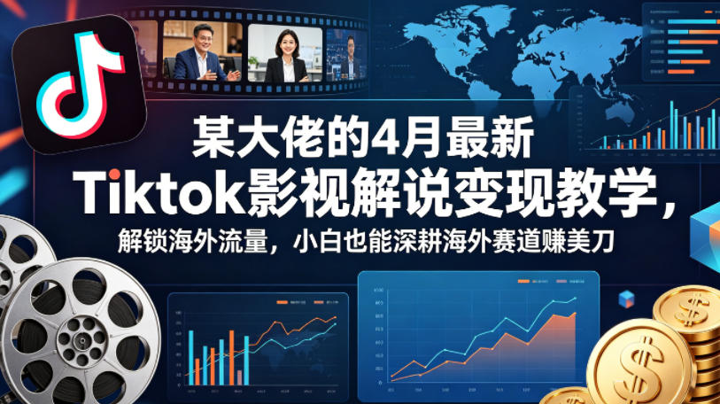 某大佬的4月最新Tiktok影视解说变现教学，解锁海外流量，小白也能深耕海外赛道賺美刀-明楼资源站