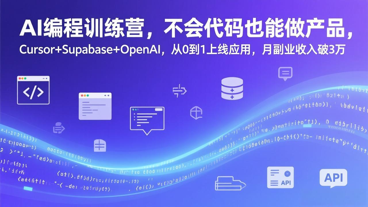 AI编程训练营，不会代码也能做产品，Cursor+Supabase+OpenAI，从0到1上线应用，月副业收入破3万-明楼资源站