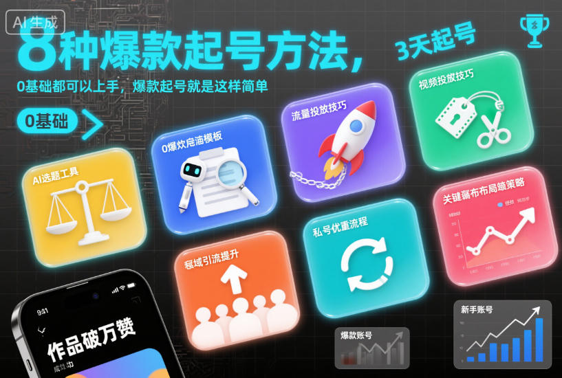 8种爆款起号方法，0基础都可以上手，爆款起号就是这样简单-明楼资源站