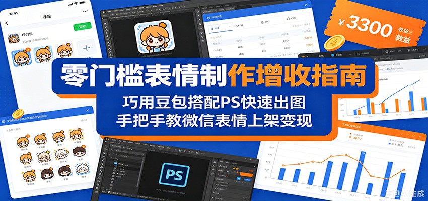 零门槛表情制作增收指南：巧用豆包搭配 PS 快速出图，手把手教微信表情上架变现-明楼资源站