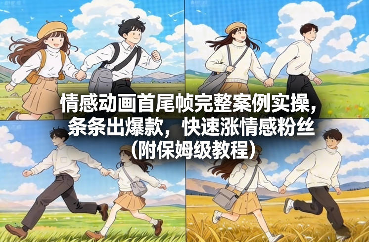 情感动画首尾帧完整案例实操，条条出爆款，快速涨情感粉丝(附保姆级教程)-明楼资源站