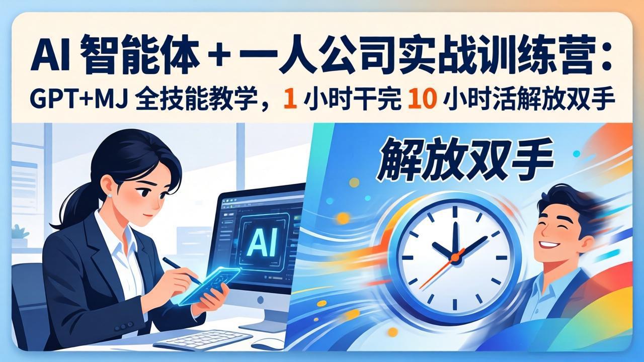 AI 智能体 + 一人公司实战训练营：GPT+MJ 全技能教学，1 小时干完 10 小时活解放双手-明楼资源站