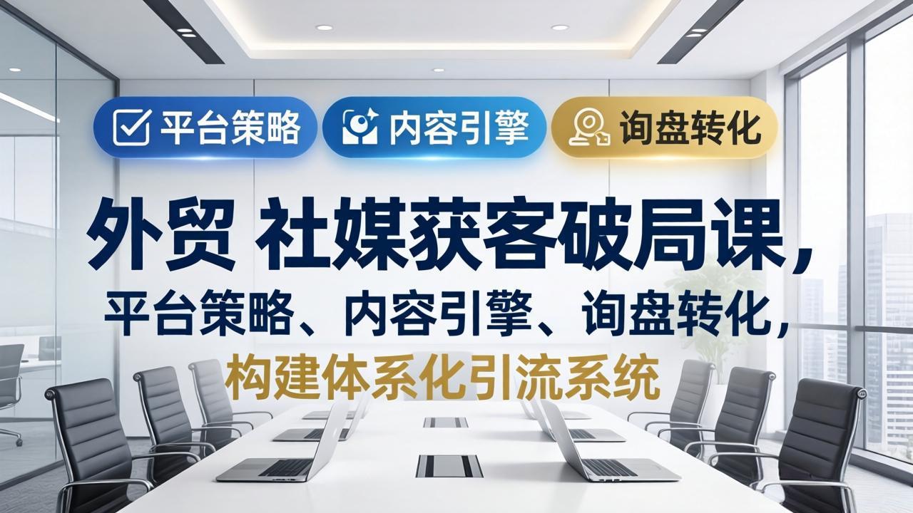 外贸 社媒获客破局课，平台策略、内容引擎、询盘转化，构建体系化引流系统(更新26年3月-明楼资源站