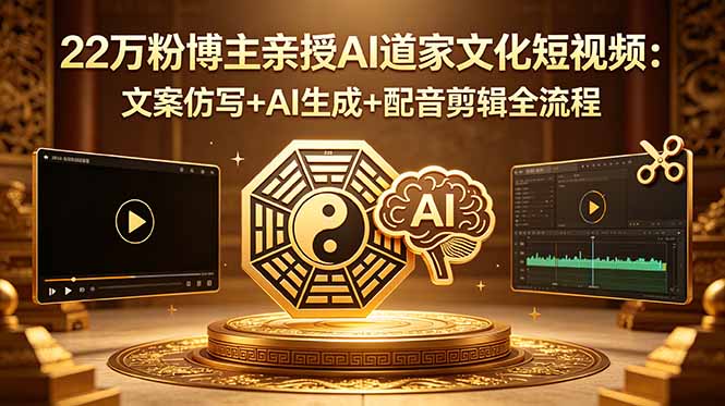 22万粉博主亲授AI道家文化短视频：文案仿写+AI生成+配音剪辑全流程-明楼资源站