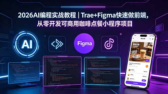 2026AI编程实战教程｜Trae+Figma快速做前端，从零开发可商用咖啡点餐小程序项目-明楼资源站