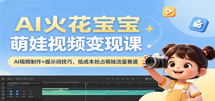 AI火花宝宝萌娃视频变现课：AI视频制作+提示词技巧，低成本抢占萌娃流量赛道-明楼资源站