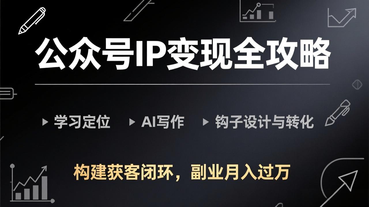 公众号IP变现全攻略-更新，学习定位、AI写作、钩子设计与转化，构建获客闭环，副业月入过万-明楼资源站
