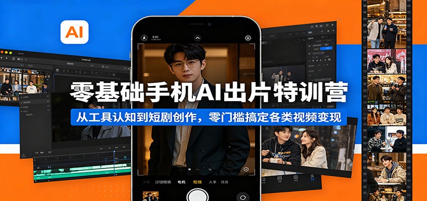 零基础手机AI出片特训营：从工具认知到短剧创作，零门槛搞定各类视频变现-明楼资源站