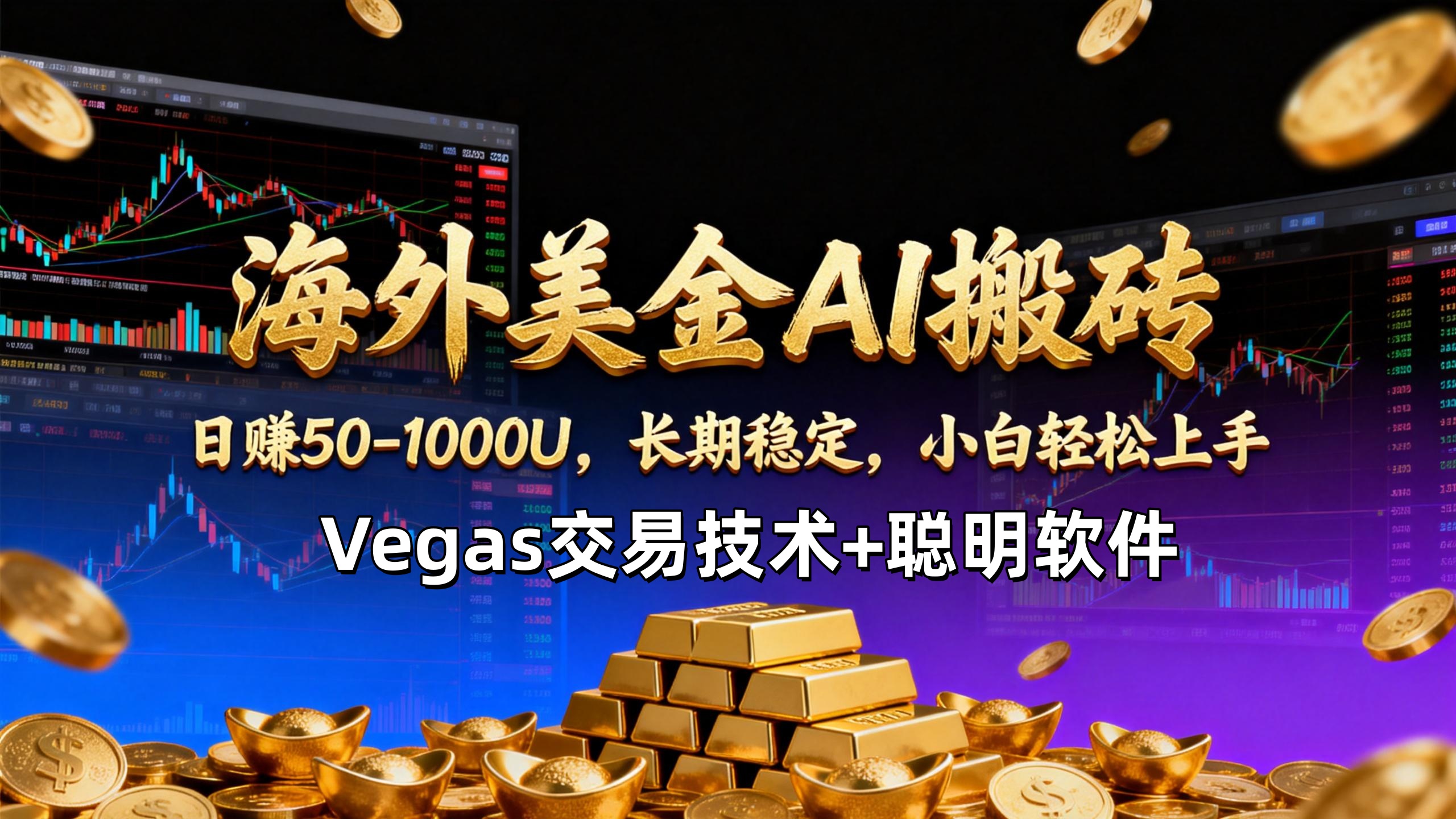 【海外美金AI搬砖】Vegas交易技术+聪明软件，日赚50-1000U，长期稳定，小白轻松上手。-明楼资源站