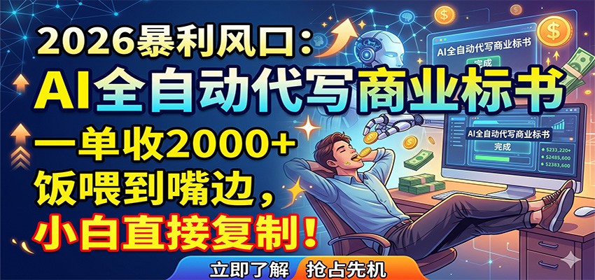 AI全自动代写商业标书，一单收2000+，饭喂到嘴边，小白直接复制-明楼资源站