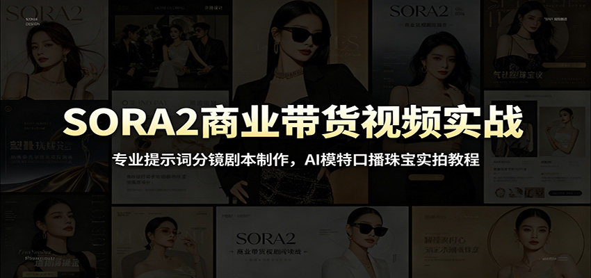 SORA2商业带货视频实战：专业提示词分镜剧本制作，AI模特口播珠宝实拍教程-明楼资源站