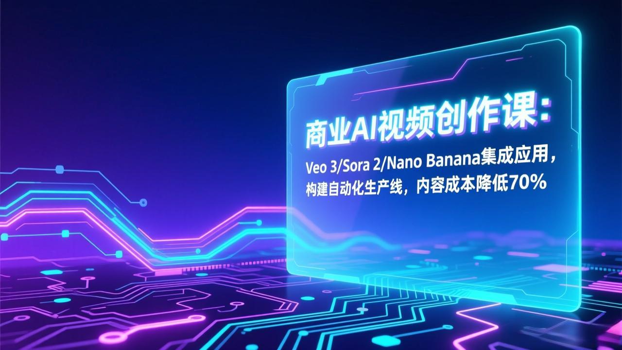 商业AI视频创作课：Veo 3/Sora 2/Nano Banana集成应用，构建自动化生产线，内容成本降低70%-明楼资源站