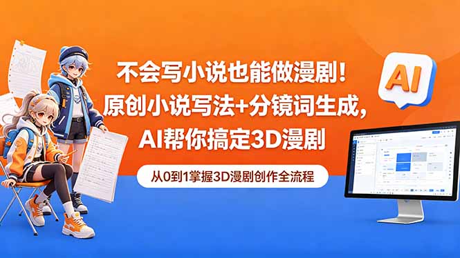 不会写小说也能做漫剧！原创小说写法+分镜词生成，AI帮你搞定3D漫剧-明楼资源站