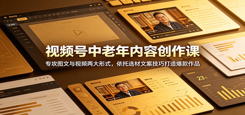 视频号中老年内容创作课：专攻图文与视频两大形式，依托选材文案技巧打造爆款作品-明楼资源站