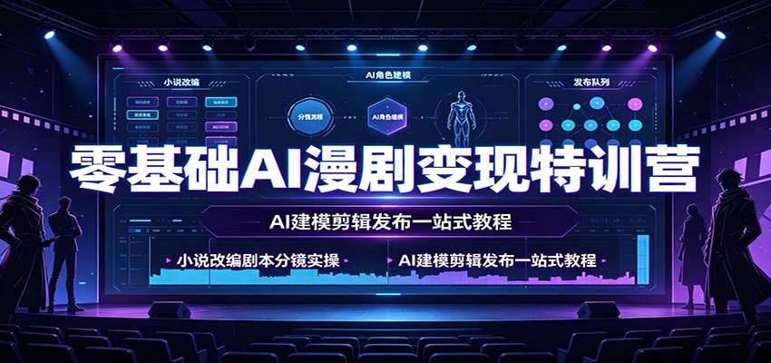 零基础AI漫剧变现特训营：小说改编剧本分镜实操，AI建模剪辑发布一站式教程-明楼资源站