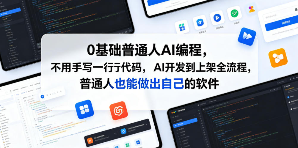 0基础普通人AI编程，不用手写一行代码，AI开发到上架全流程，普通人也能做出自己的软件-明楼资源站
