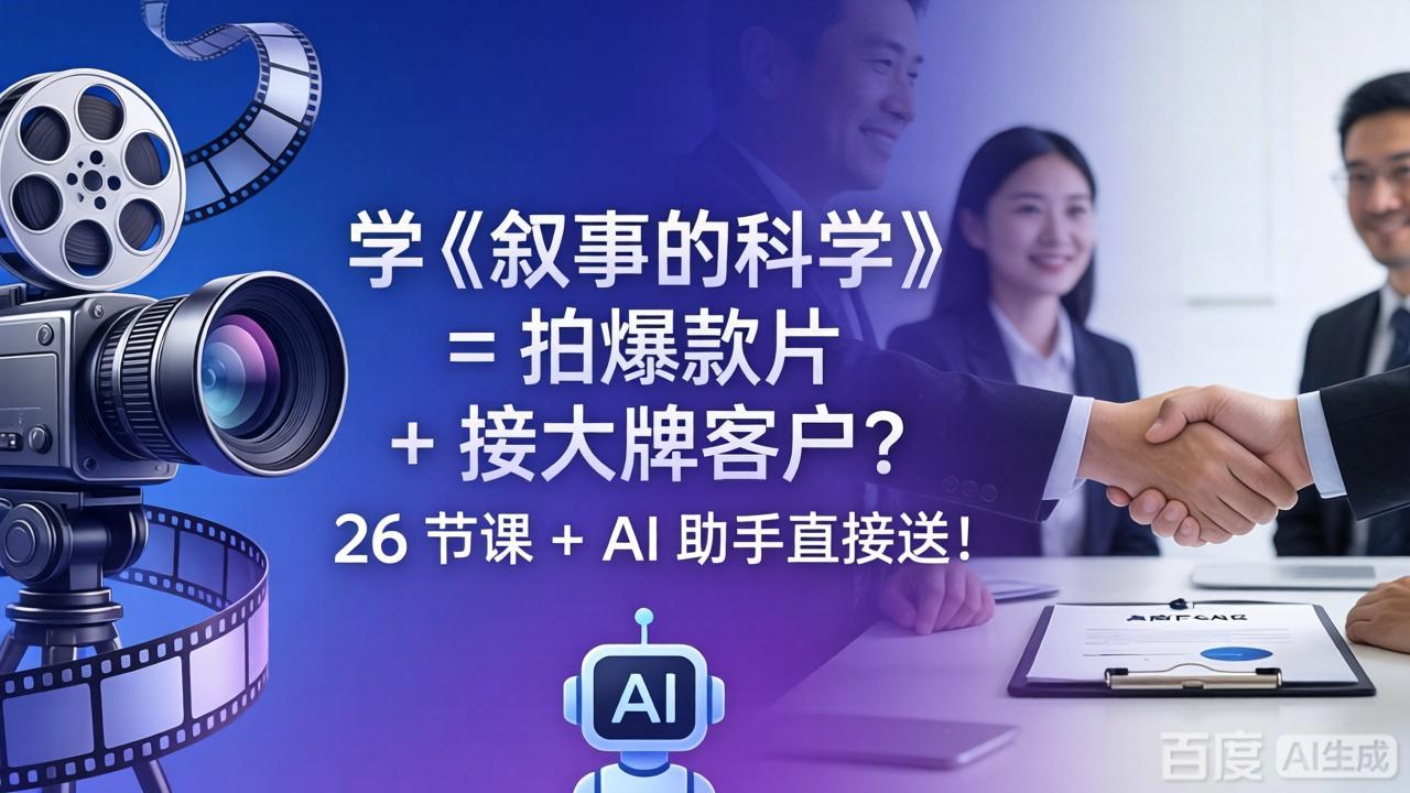 学《叙事的科学》= 拍爆款片 + 接大牌客户？26 节课 + AI 助手直接送！-明楼资源站