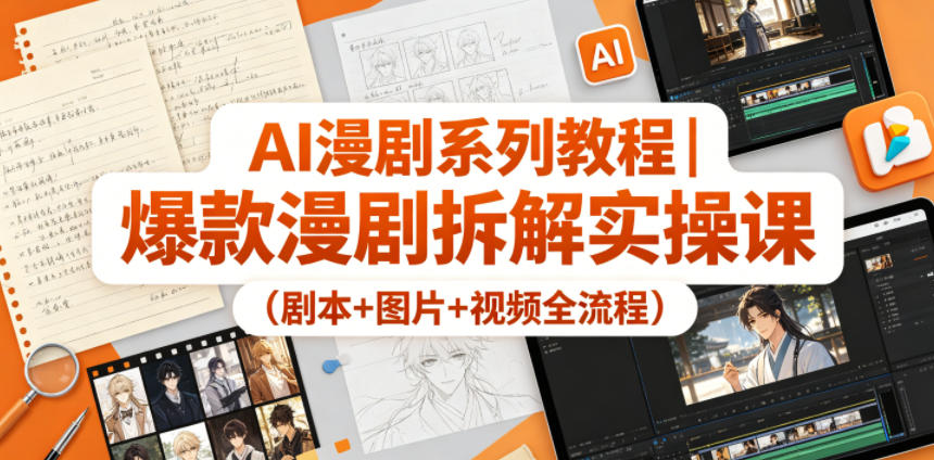 AI漫剧系列教程｜爆款漫剧拆解实操课(剧本+图片+视频全流程)-明楼资源站