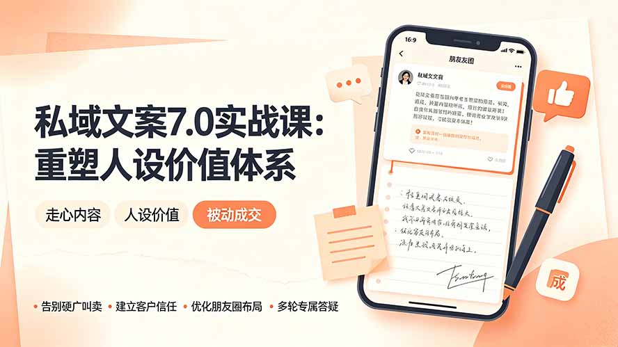 私域文案实战课7.0：重塑人设价值体系｜-告别硬广推销×走心内容×自我价值塑造，实现被动成交-明楼资源站