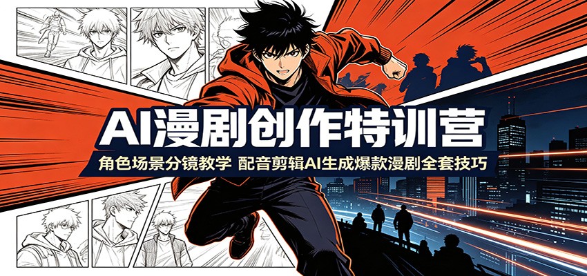 AI漫剧创作特训营：角色场景分镜教学，配音剪辑AI生成爆款漫剧全套技巧-明楼资源站