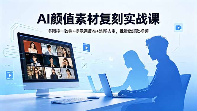 AI颜值素材复刻实战课，多图控一致性+提示词反推+洗图去重，批量做爆款视频-明楼资源站