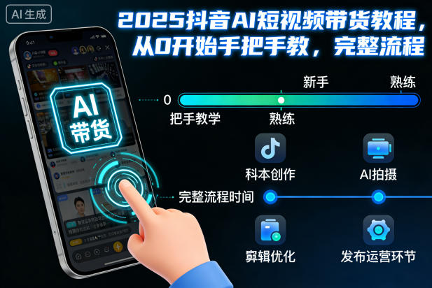 2025抖音AI短视频带货教程，从0开始手把手教，完整流程-明楼资源站