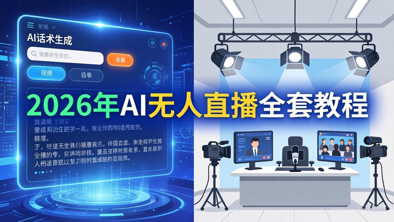 2026年AI无人直播全套教程：OBS安装+软件配置+直播间搭建+话术生成+一键开播实操-明楼资源站