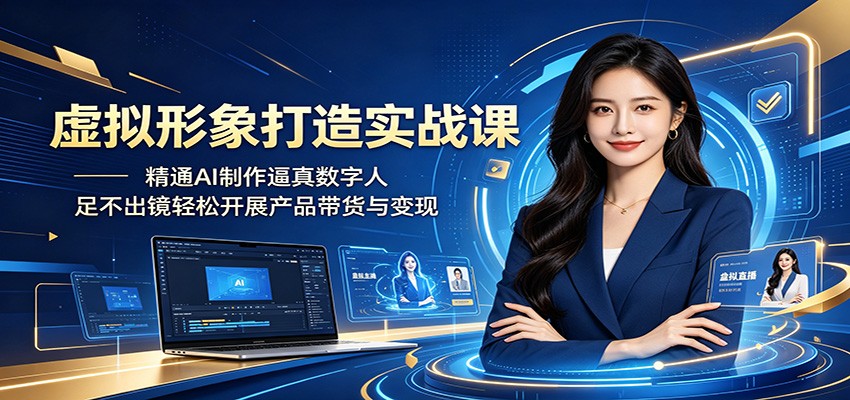 虚拟形象打造实战课：精通AI制作逼真数字人，足不出镜轻松开展产品带货与变现-明楼资源站