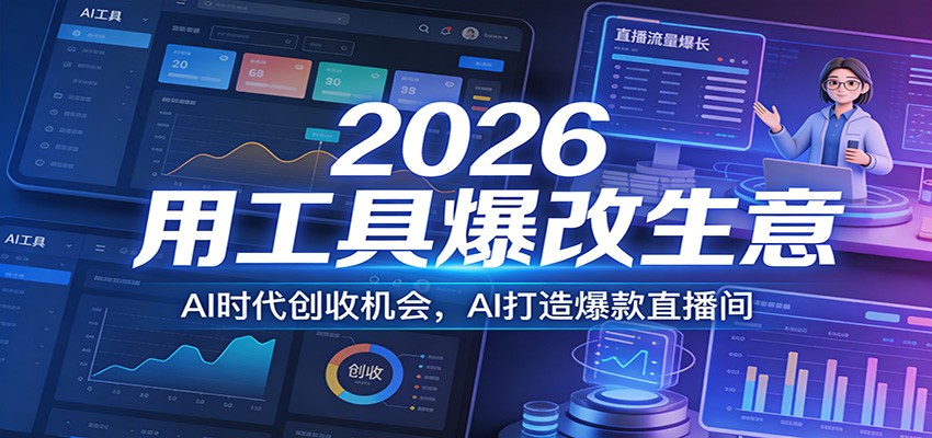 2026用工具爆改生意，AI时代创收机会，AI打造爆款直播间-明楼资源站