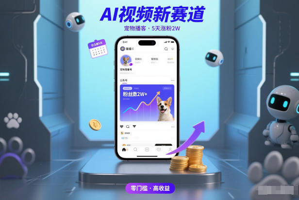 AI视频新赛道，宠物播客仅注册5天涨粉2W，收益非常可观-明楼资源站