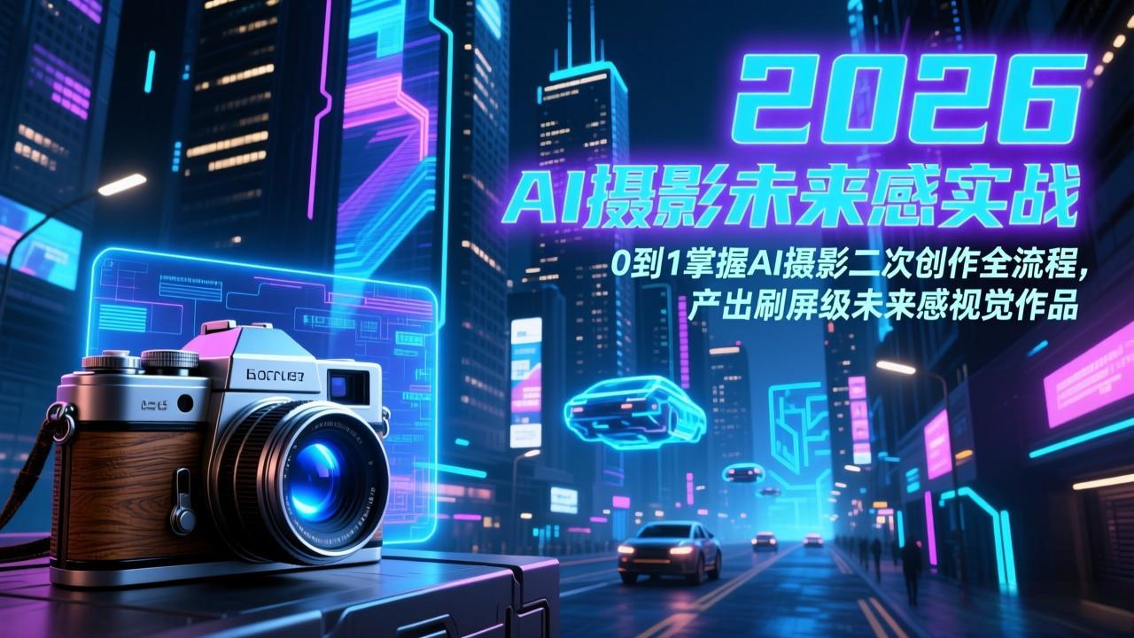 2026 AI摄影未来感实战：0到1掌握AI摄影二次创作全流程，产出刷屏级未来感视觉作品-明楼资源站