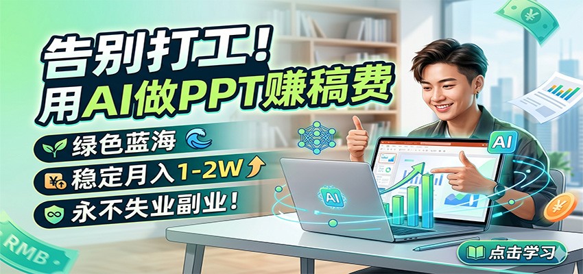 告别打工！用AI做PPT赚稿费，绿色蓝海，稳定月入1-2W，永不失业副业！-明楼资源站