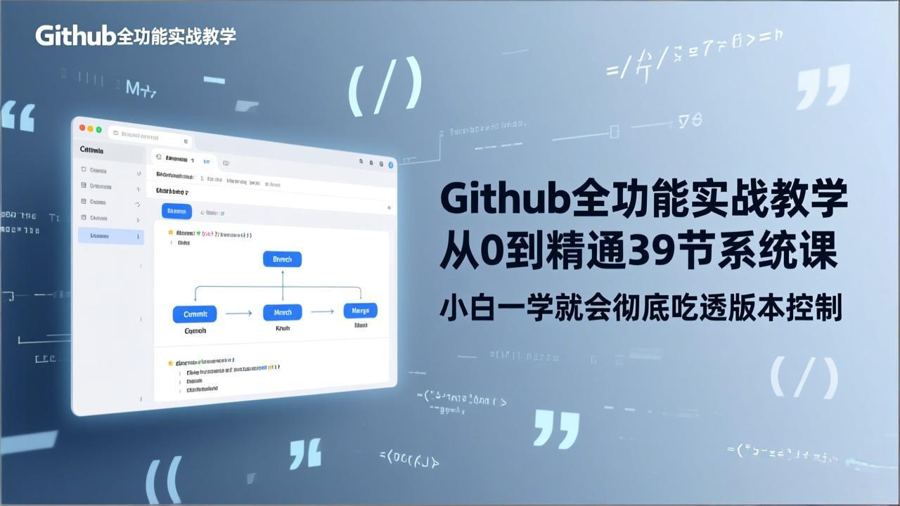 GitHub-全功能实战教学，从0到精通39节系统课，小白一学就会彻底吃透版本控制-明楼资源站
