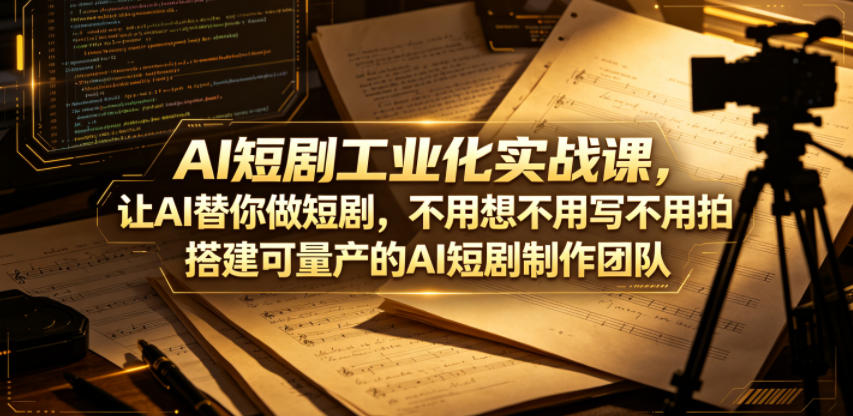 AI短剧工业化实战课，让AI替你做短剧，不用想不用写不用拍，搭建可量产的AI短剧制作团队-明楼资源站