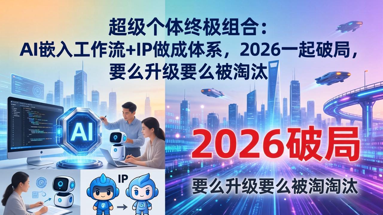 超级个体终极组合：AI嵌入工作流+IP做成体系，2026一起破局，要么升级要么被淘汰-明楼资源站