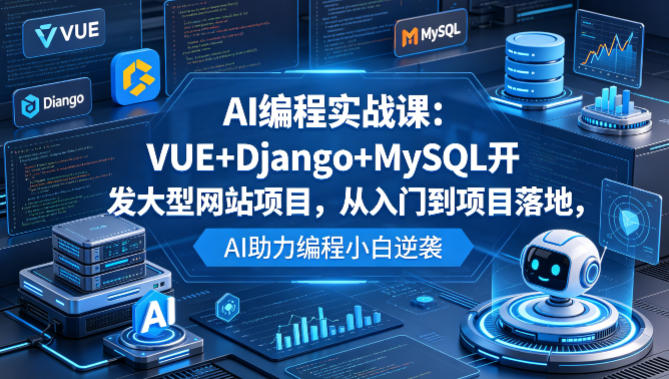 AI编程实战课：VUE+Django+MySQL开发大型网站项目，从入门到项目落地，AI助力编程小白逆袭-明楼资源站