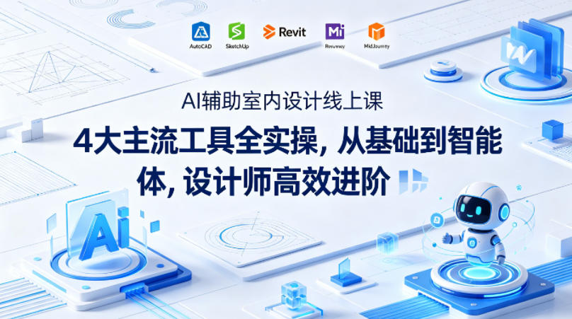 AI辅助室内设计线上课｜4大主流工具全实操，从基础到智能体，设计师高效进阶-明楼资源站