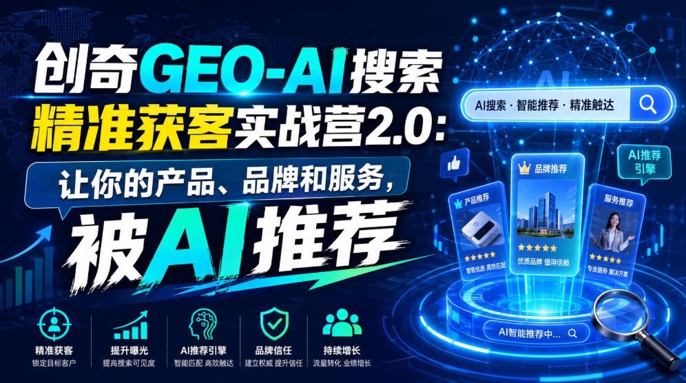 创奇GEO-AI搜索精准获客实战营2.0：让你的产品、品牌和服务，被AI推荐-明楼资源站