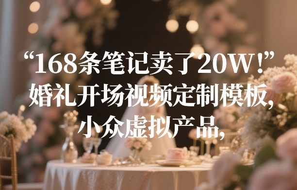168条笔记卖了20W！婚礼开场视频定制模板，小众虚拟产品-明楼资源站