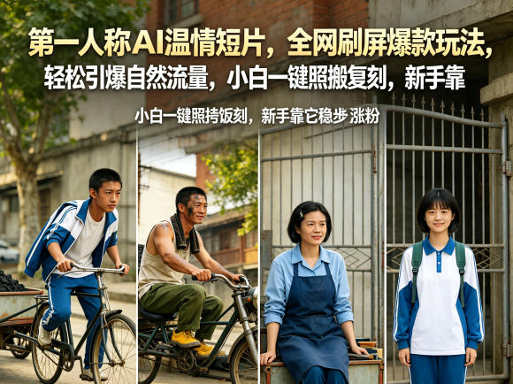 第一人称AI温情短片，全网刷屏爆款玩法，轻松引爆自然流量，小白一键照搬复刻，新手靠它稳步涨粉-明楼资源站