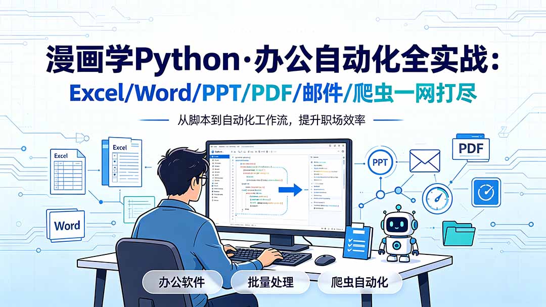 漫画学Python·办公自动化全实战：Excel/Word/PPT/PDF/邮件/爬虫一网打尽-明楼资源站