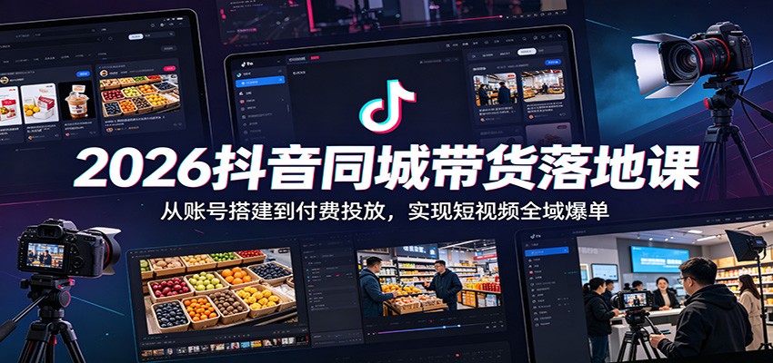 2026抖音同城带货落地课：从账号搭建到付费投放，实现短视频全域爆单-明楼资源站