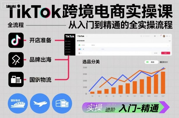 TikTok跨境电商实操课，从入门到精通的全实操流程-明楼资源站