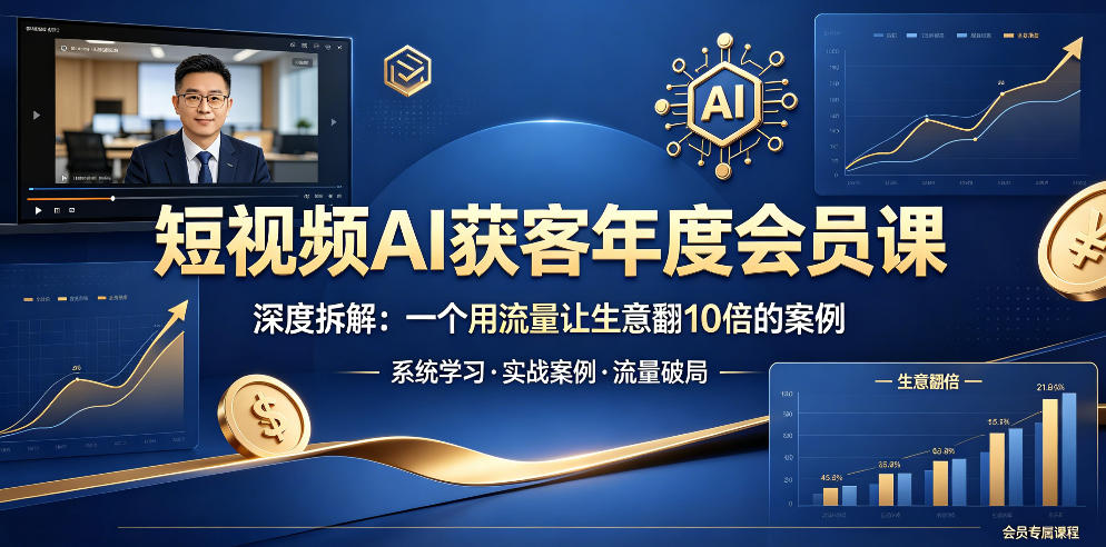 短视频AI获客年度会员课，深度拆解，一个用流量让生意翻10倍的案例-明楼资源站