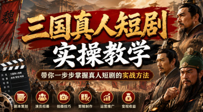 三国真人短剧实操教学，带你一步步掌握真人短剧的实战方法-明楼资源站